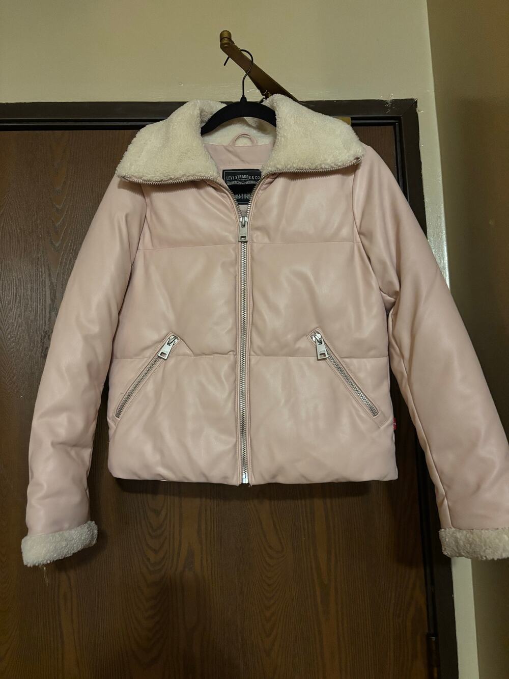 Levi’s Light Pink Sherpa Trim Winter Outerwear Boxy Waterproof Coat